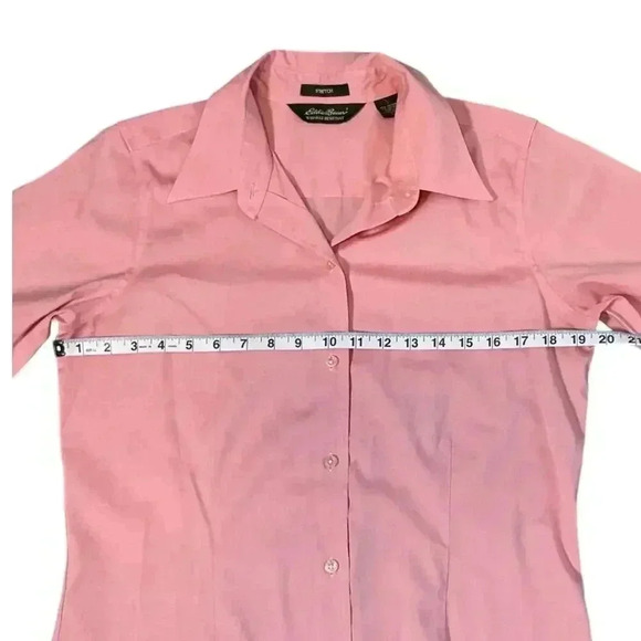 Eddie Bauer Salmon Pink 3/4 Sleeve Size Medium Stretch Winkle Resistant - Picture 9 of 11